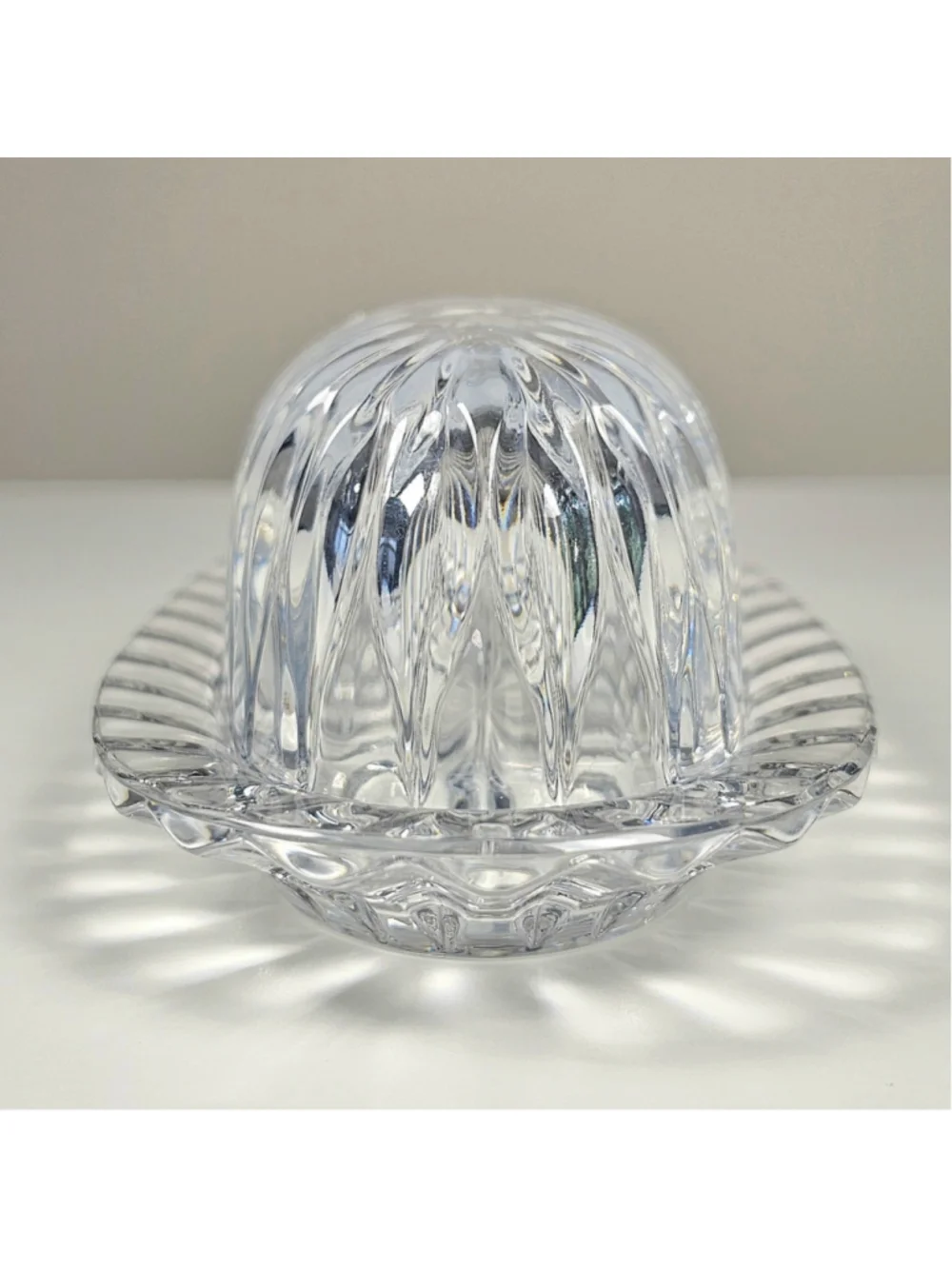 Vintage Mikasa Park Lane Lead Crystal Covered Butter Dish Lid 1/4 Lb Tray 1980s